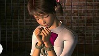 Связанная аниме девушка в бондаже в экшене - порно видео