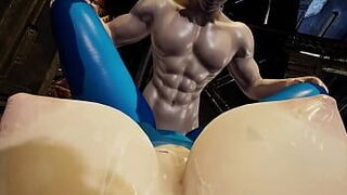 Самус-Аран в сексе втроем с двумя мужчинами на космической станции - порно видео