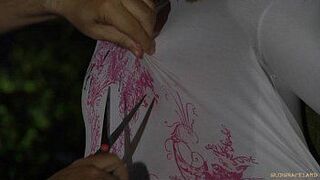 Натали связали в лесу ночью и трахнули - порно видео