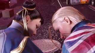 Чун Ли и Кэмми соревнуются, кто лучше трахается с их огромными задницами - порно видео