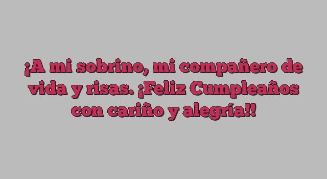 A mi sobrino, mi compañero de vida y risas. ¡Feliz Cumpleaños con cariño y alegría!