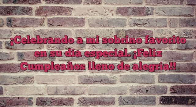 Celebrando a mi sobrino favorito en su día especial. ¡Feliz Cumpleaños lleno de alegría!