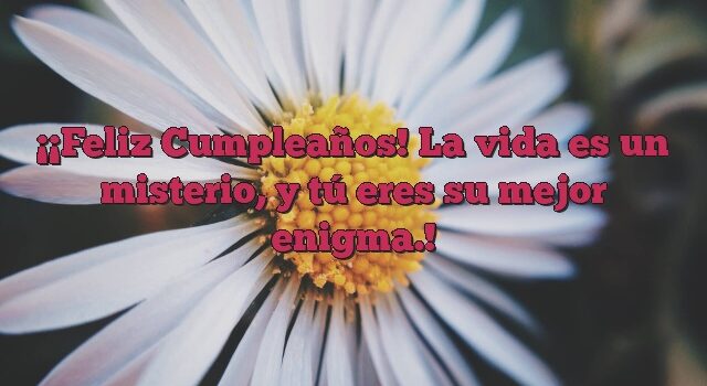 ¡Feliz Cumpleaños! La vida es un misterio, y tú eres su mejor enigma.