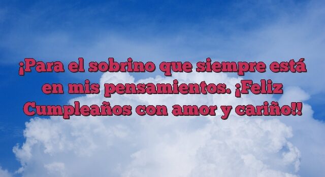 Para el sobrino que siempre está en mis pensamientos. ¡Feliz Cumpleaños con amor y cariño!