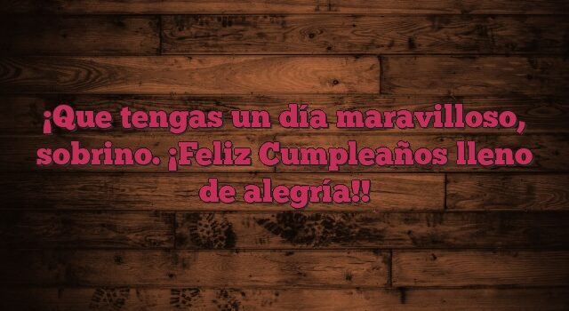 Que tengas un día maravilloso, sobrino. ¡Feliz Cumpleaños lleno de alegría!